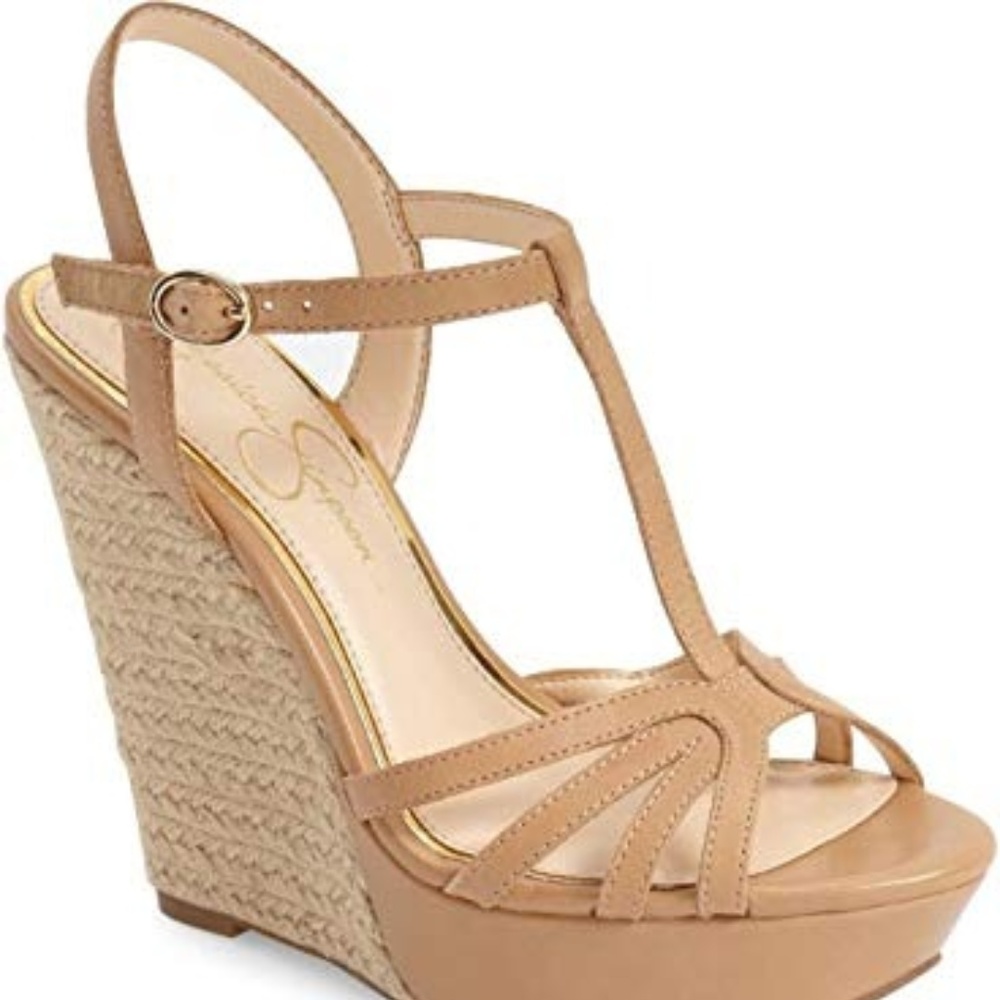 Jessica Simpson Bevin Espadrille Wedge 8.5 Nude